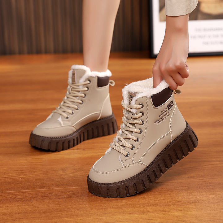 Veter snowboots dames met fleece, platte zool, TikTok-favoriet