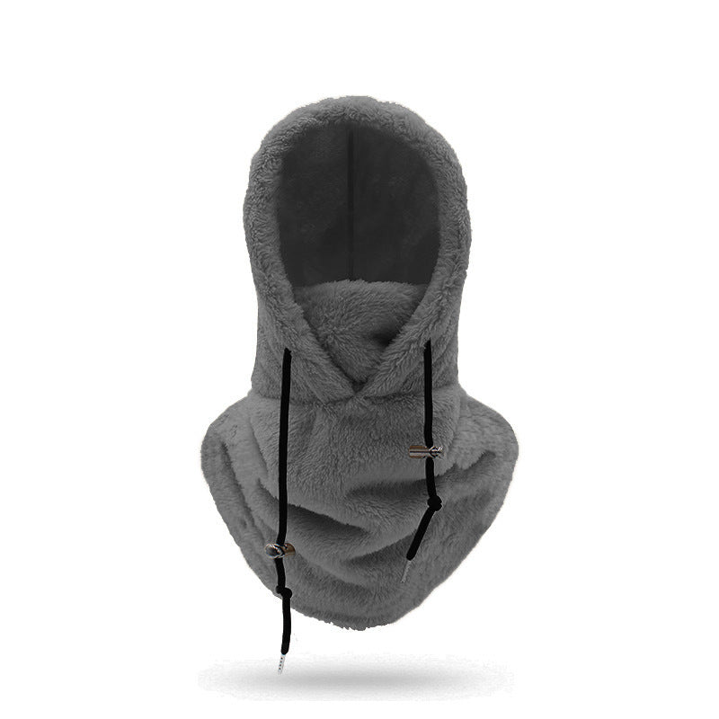 Pluche bivakmuts met nekwarmer