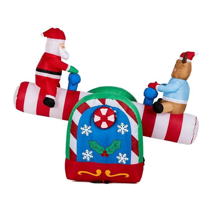 Warmteparadijs Opblaasbare kerstwip met kerstman en rendier die beweegt