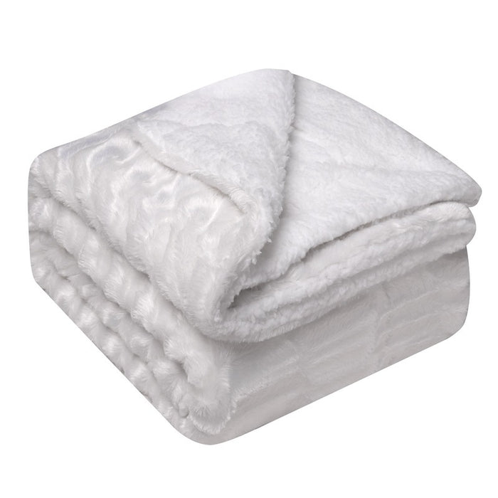 Warmteparadijs Dubbellaagse fleece deken met dikke sherpa achterkant