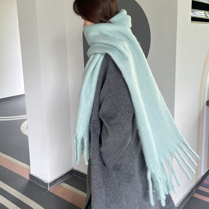 Warmteparadijs Oversized pluizige sjaal met lange kwastjes