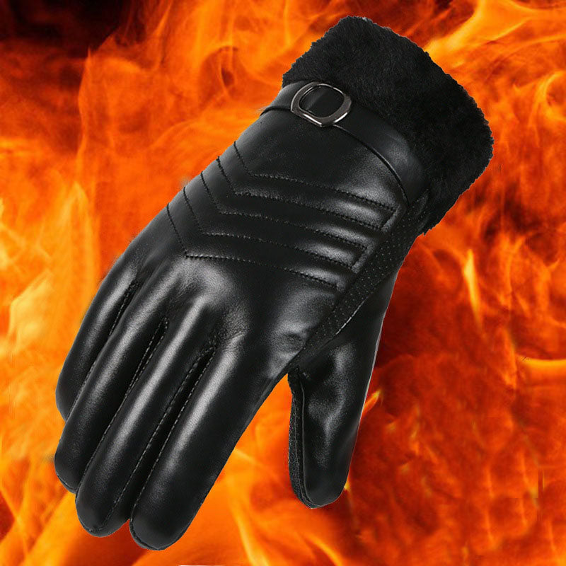 Zwarte gevoerde handschoenen van imitatieleer