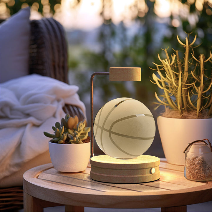 Kristallen bol met 3D gravure op houten voet