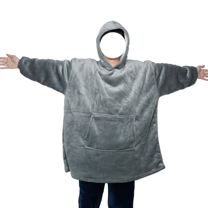 Warmteparadijs Deken hoodie van flanel met capuchon en zak – one size