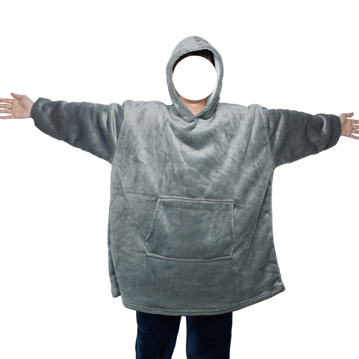 Deken hoodie met capuchon en zak, warm en met mouwen voor tv-avonden