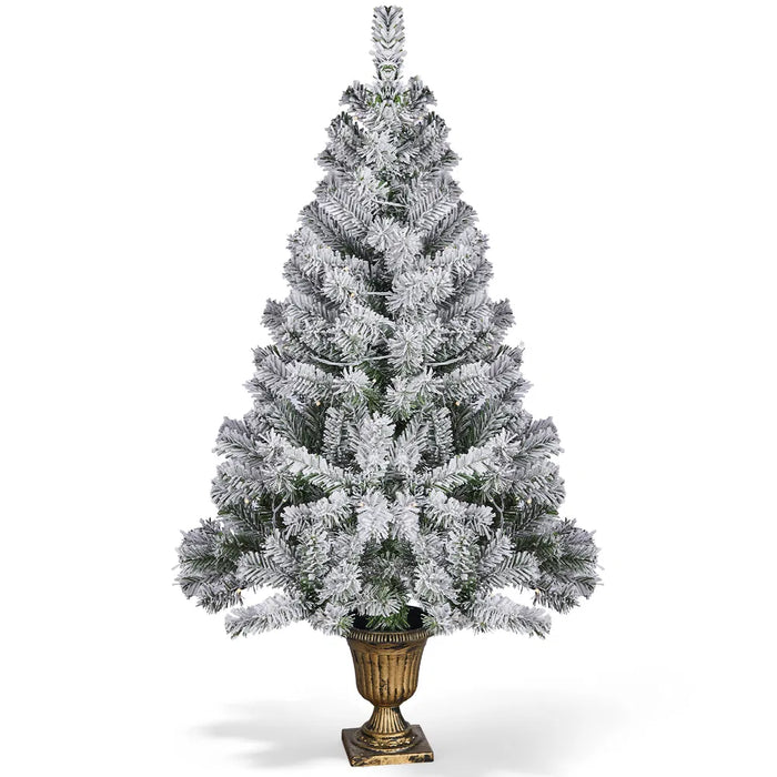 Warmteparadijs Besneeuwde kerstboom 122 cm in sierpot met 120 lampjes