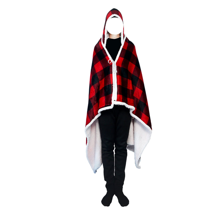 Warmteparadijs Deken hoodie van flanel met capuchon en zak – one size