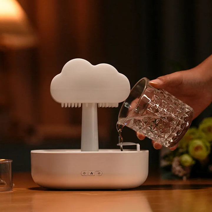 Regenwolk nachtlampje met luchtbevochtiger en 7 kleuren LED