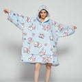 Hoodie deken met vrolijke print, zacht flanel en oversized