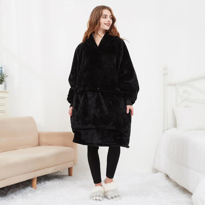 Verwarmde hoodie deken met USB – sherpa met grote warmtezone