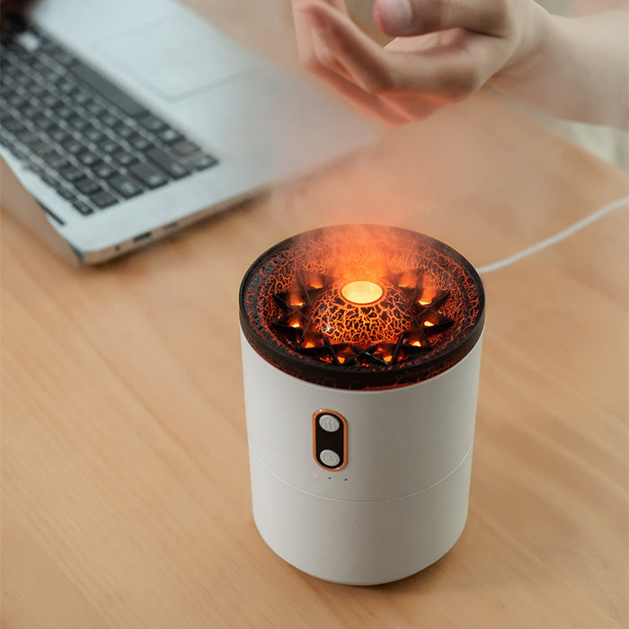 Warmteparadijs Vulkaan aroma diffuser met kwallenringen en vlameffect, 350 ml