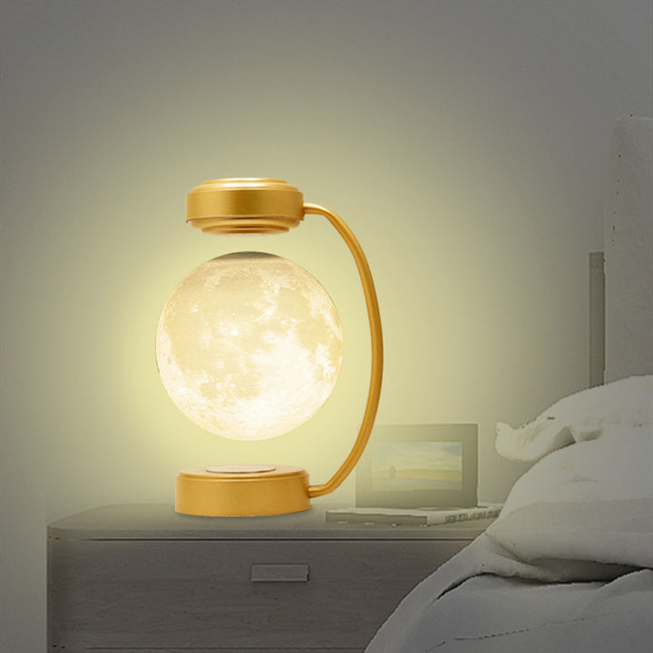 Zwevende 3D maanlamp onder gebogen houder