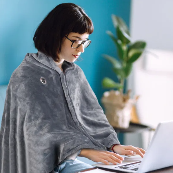 USB verwarmde poncho met rits, 150 x 80 cm, voor kantoor