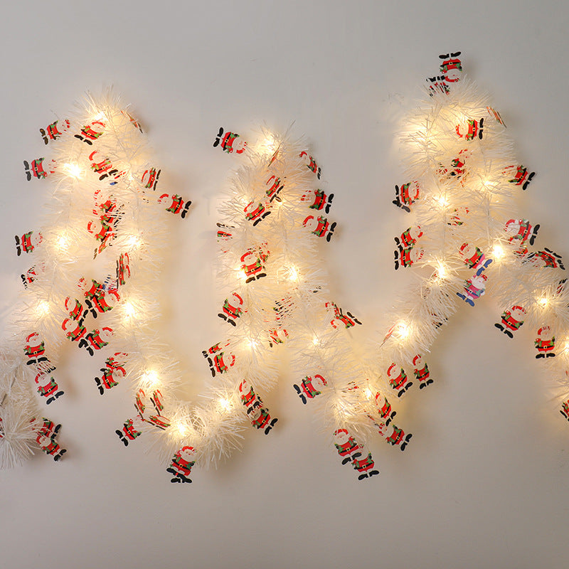 Kerstslinger met leds en kerstmannetjes