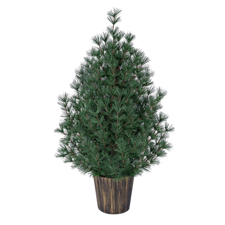Klein kerstboompje in gouden vintage pot