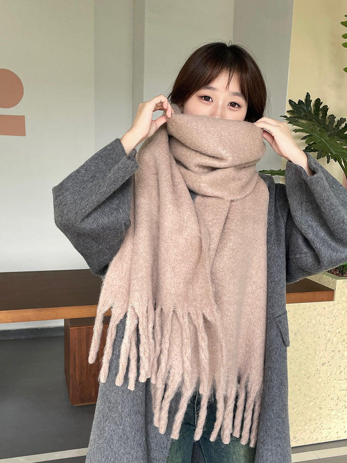 Warmteparadijs Oversized pluizige sjaal met lange kwastjes