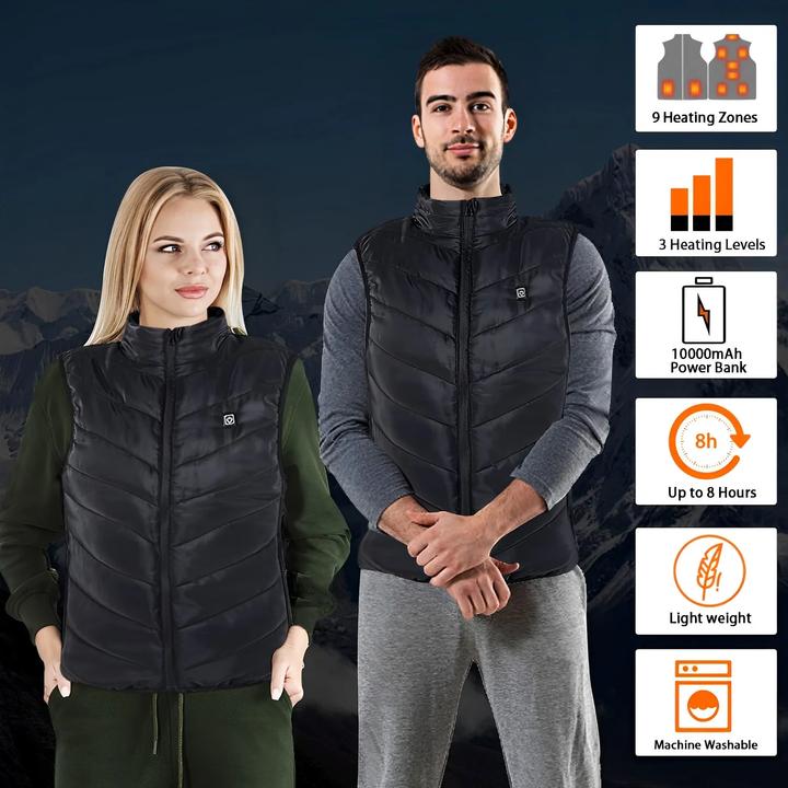 Warmteparadijs™ Verwarmde bodywarmer met negen zones en carbonverwarming