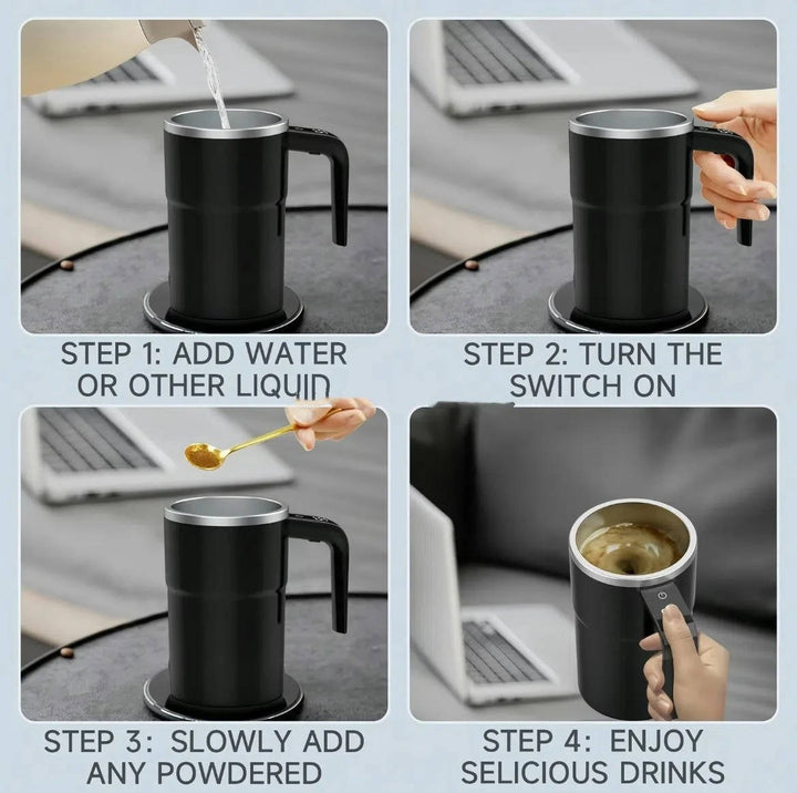 Warmteparadijs™ Zelfmengende verwarmde koffiebeker voor onderweg, USB-oplaadbaar