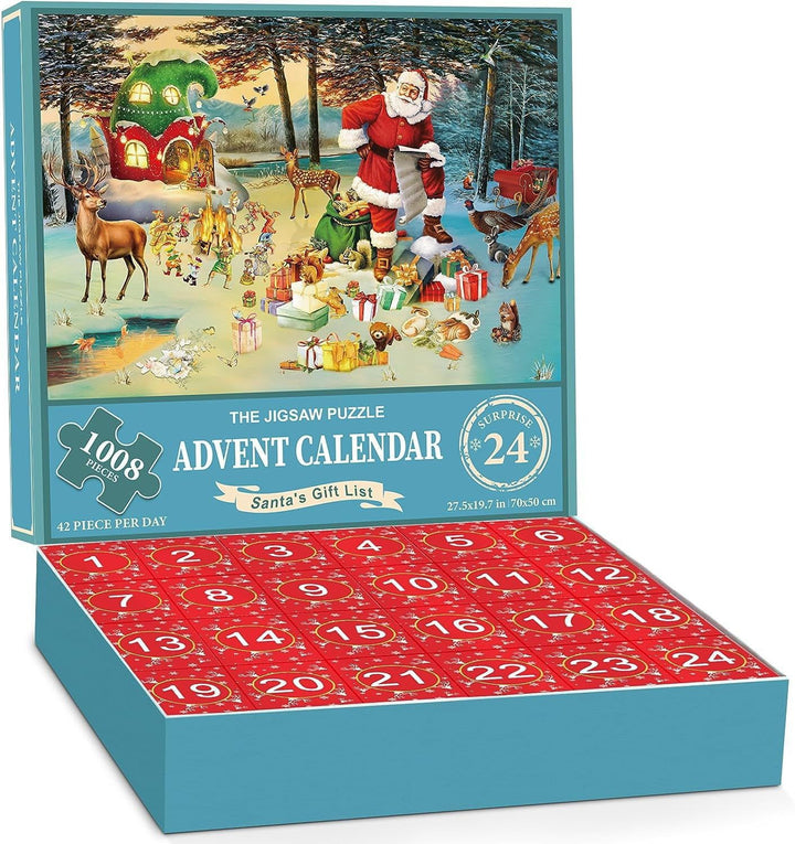 Adventskalender met genummerde doosjes vol puzzelstukjes