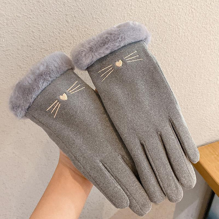 Handschoenen in suèdelook met pluche boord