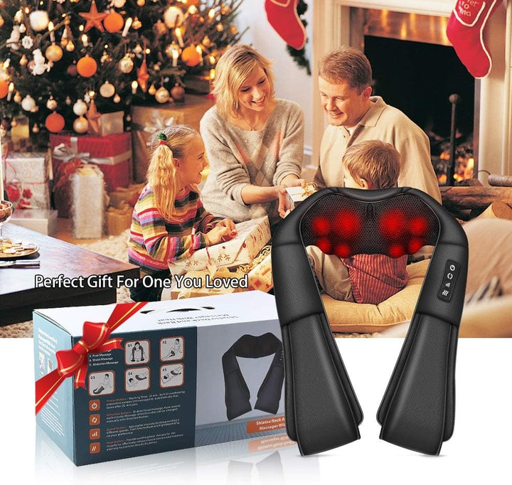 Shiatsu nek- en rugmassage apparaat met warmte en kneedfunctie
