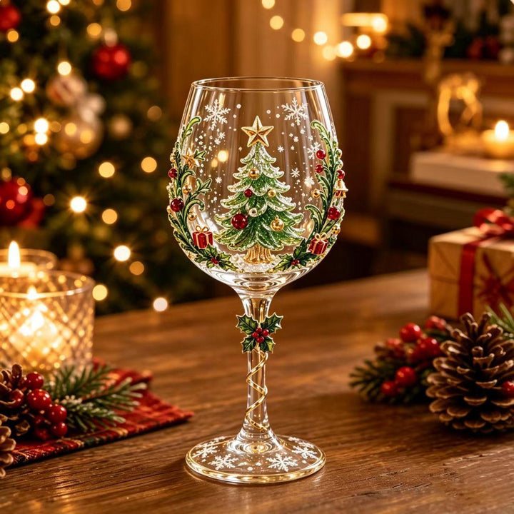 Wijnglas met kerstman op de steel