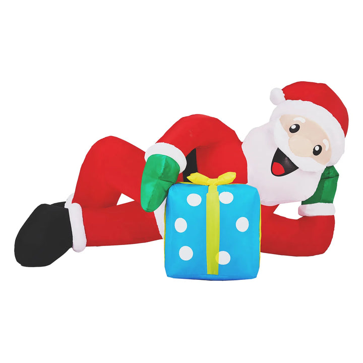 Opblaasbare liggende kerstman met cadeau