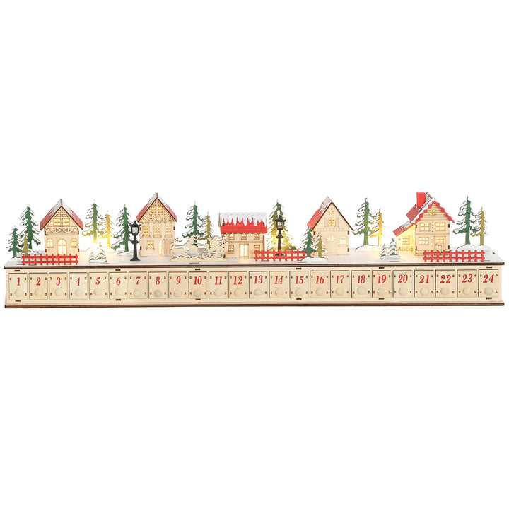 Lange verlichte houten adventskalender