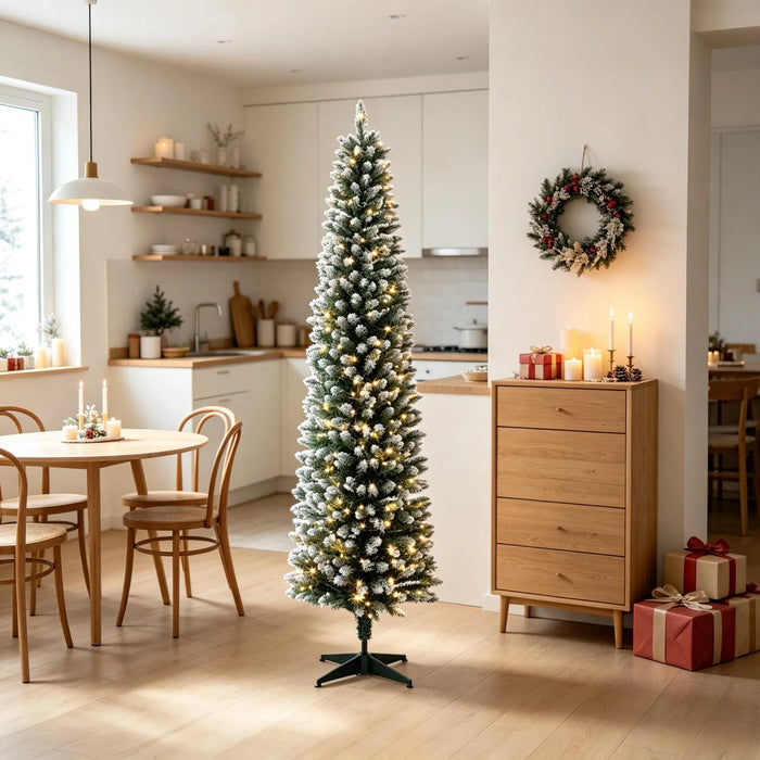 Warmteparadijs Smalle kerstboom 183 cm met witte puntjes en 170 leds