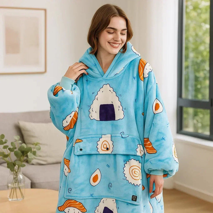 Warmteparadijs™ USB-verwarmde deken met capuchon van zachte flanel
