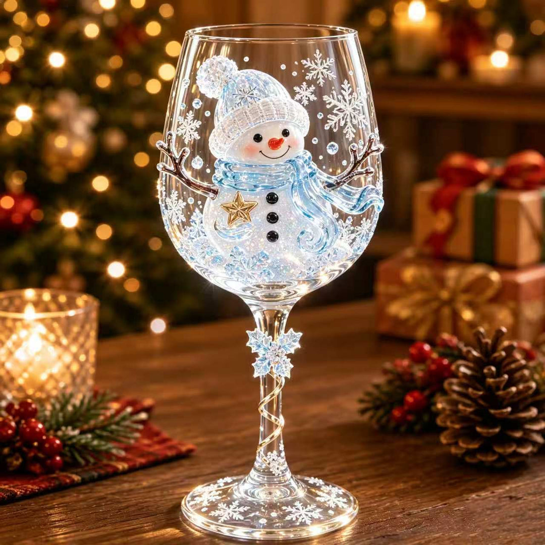 Wijnglas met kerstman op de steel