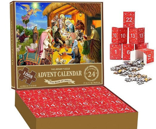 Adventskalender met genummerde doosjes vol puzzelstukjes