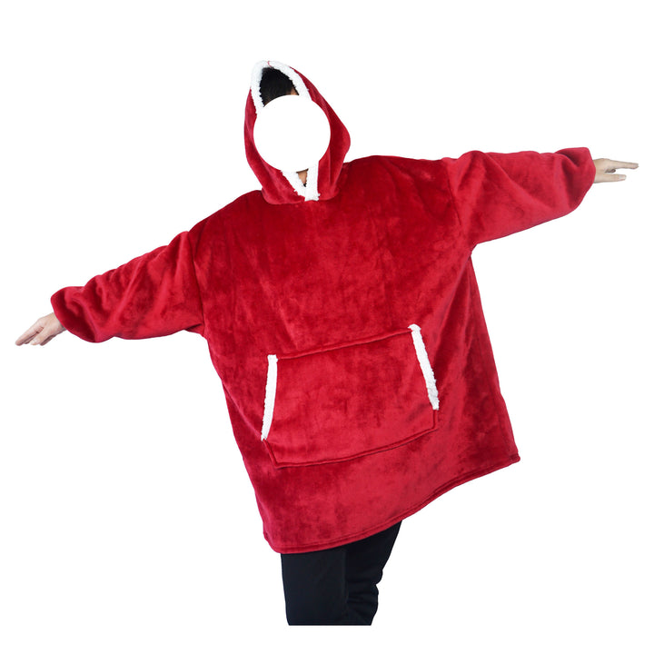 Deken hoodie met capuchon en zak, warm en met mouwen voor tv-avonden