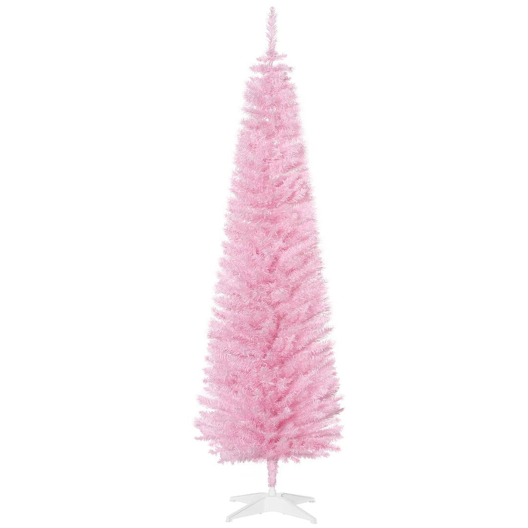 Roze smalle kunstkerstboom zonder lichtjes