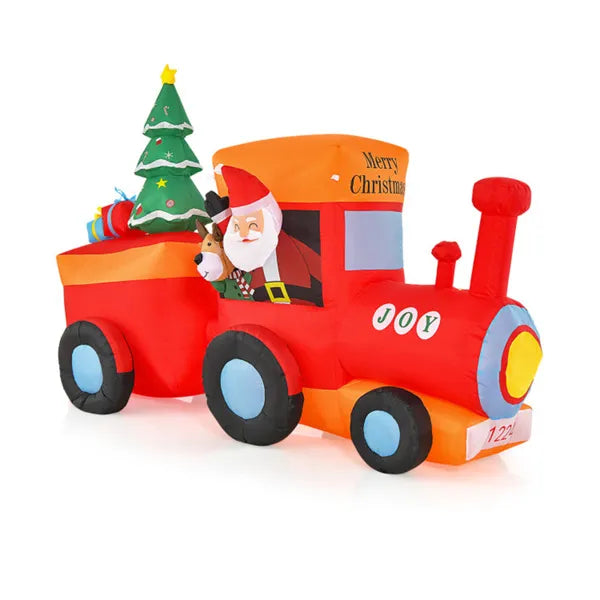 Warmteparadijs Opblaasbare kersttrein 262 cm met kerstman en rendier