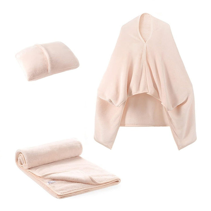 Fleece deken als omslagdoek met knopen