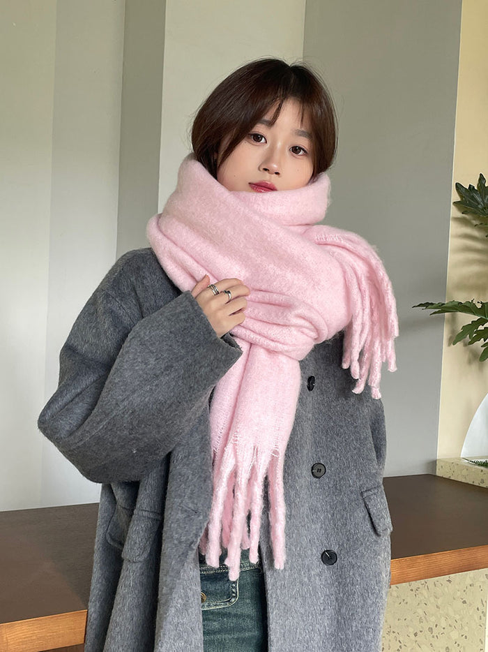 Warmteparadijs Oversized pluizige sjaal met lange kwastjes