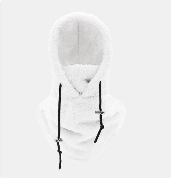 Pluche bivakmuts met nekwarmer