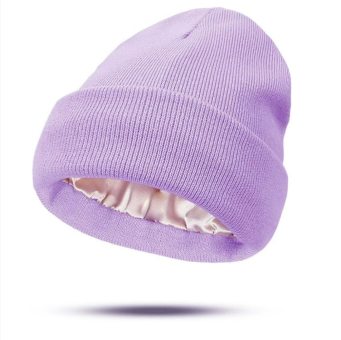 Warmteparadijs Dubbellaagse omslagbeanie met satijn vanbinnen