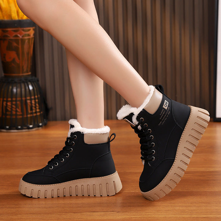 Veter snowboots dames met fleece, platte zool, TikTok-favoriet
