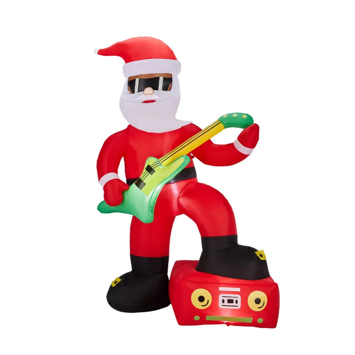 Warmteparadijs Opblaasbare rockende kerstman met gitaar 220 cm