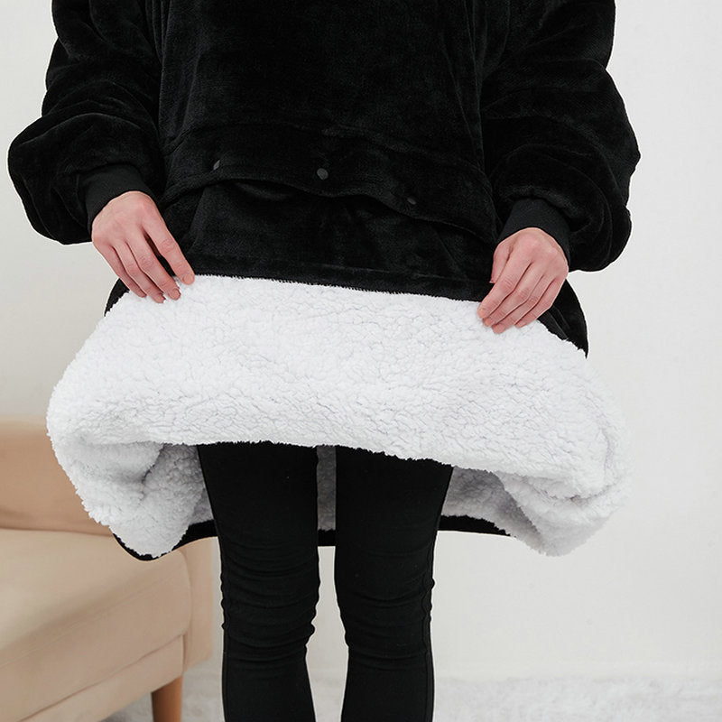 Verwarmde hoodie deken met USB – sherpa met grote warmtezone