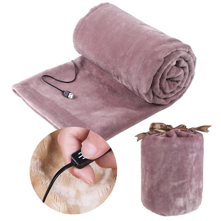 Warmteparadijs™ USB-verwarmde pluche deken met opbergzak
