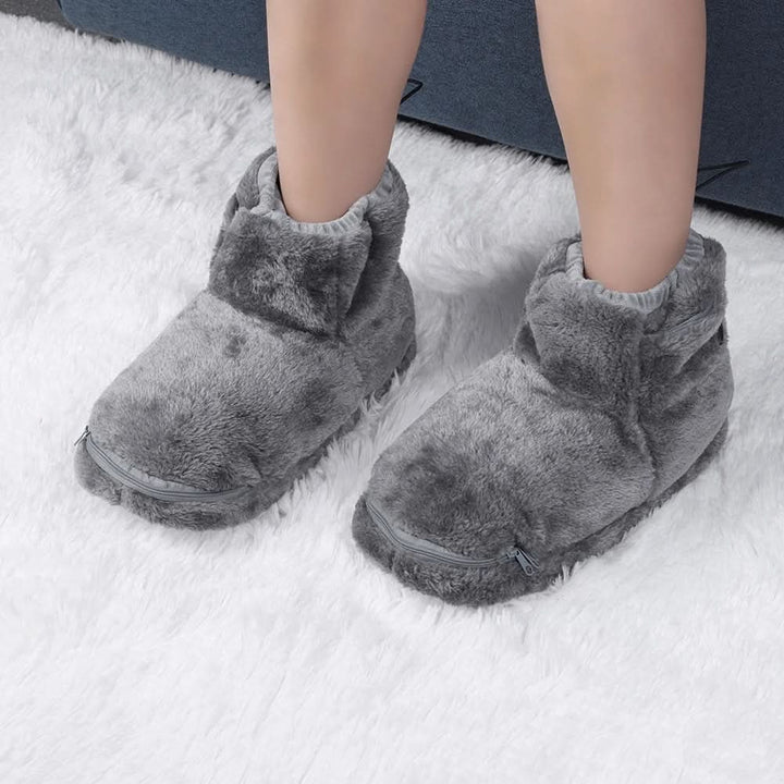 Warmteparadijs™ USB-verwarmde pluche pantoffels met voetboogsteun