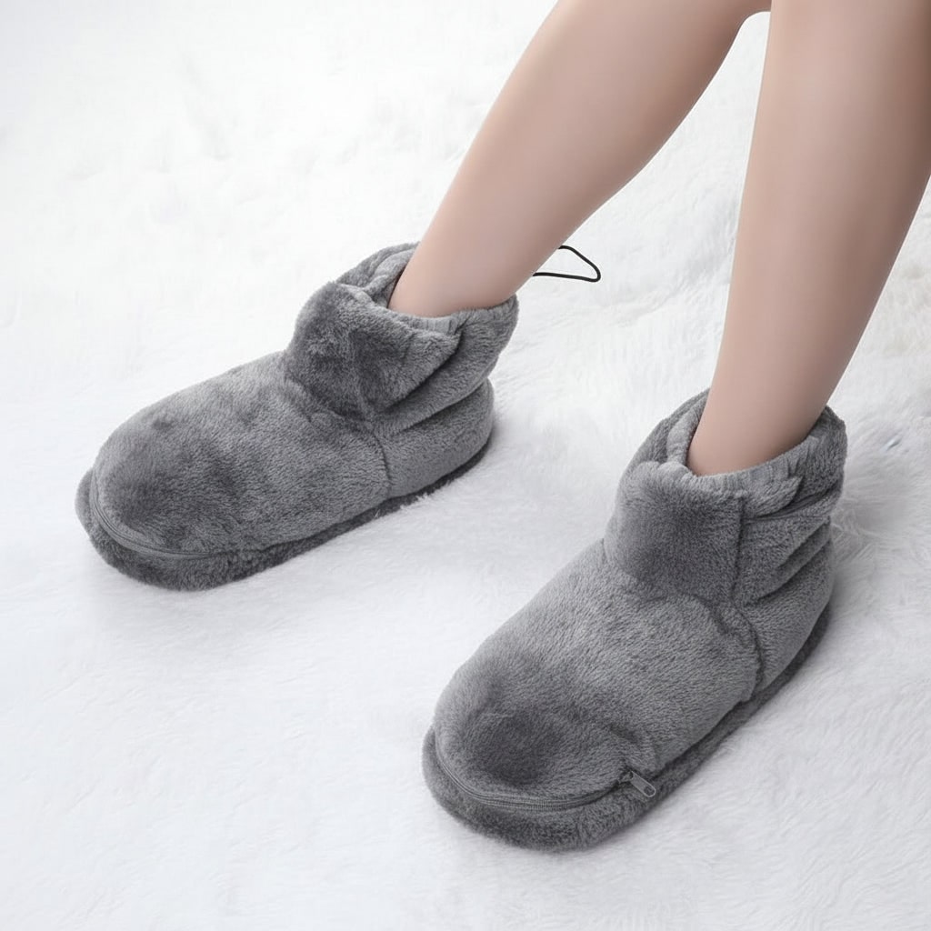 Warmteparadijs™ USB-verwarmde pluche pantoffels met voetboogsteun