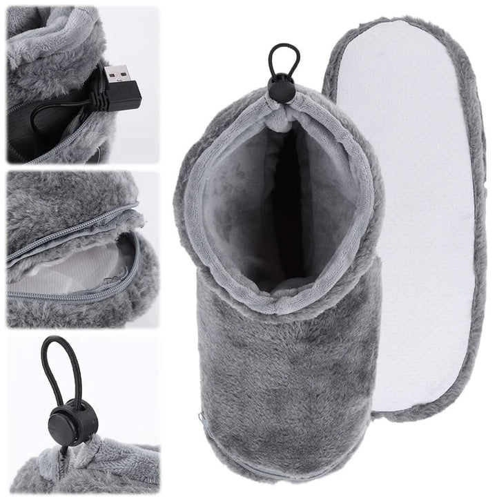 Warmteparadijs™ USB-verwarmde pluche pantoffels met voetboogsteun