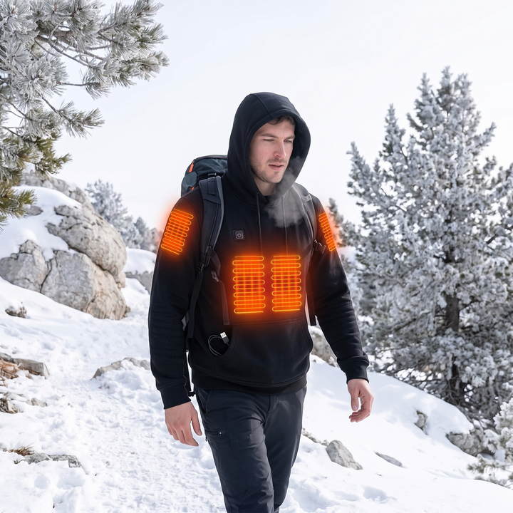 Warmteparadijs™ Verwarmde hoodie met warmte op borst en rug
