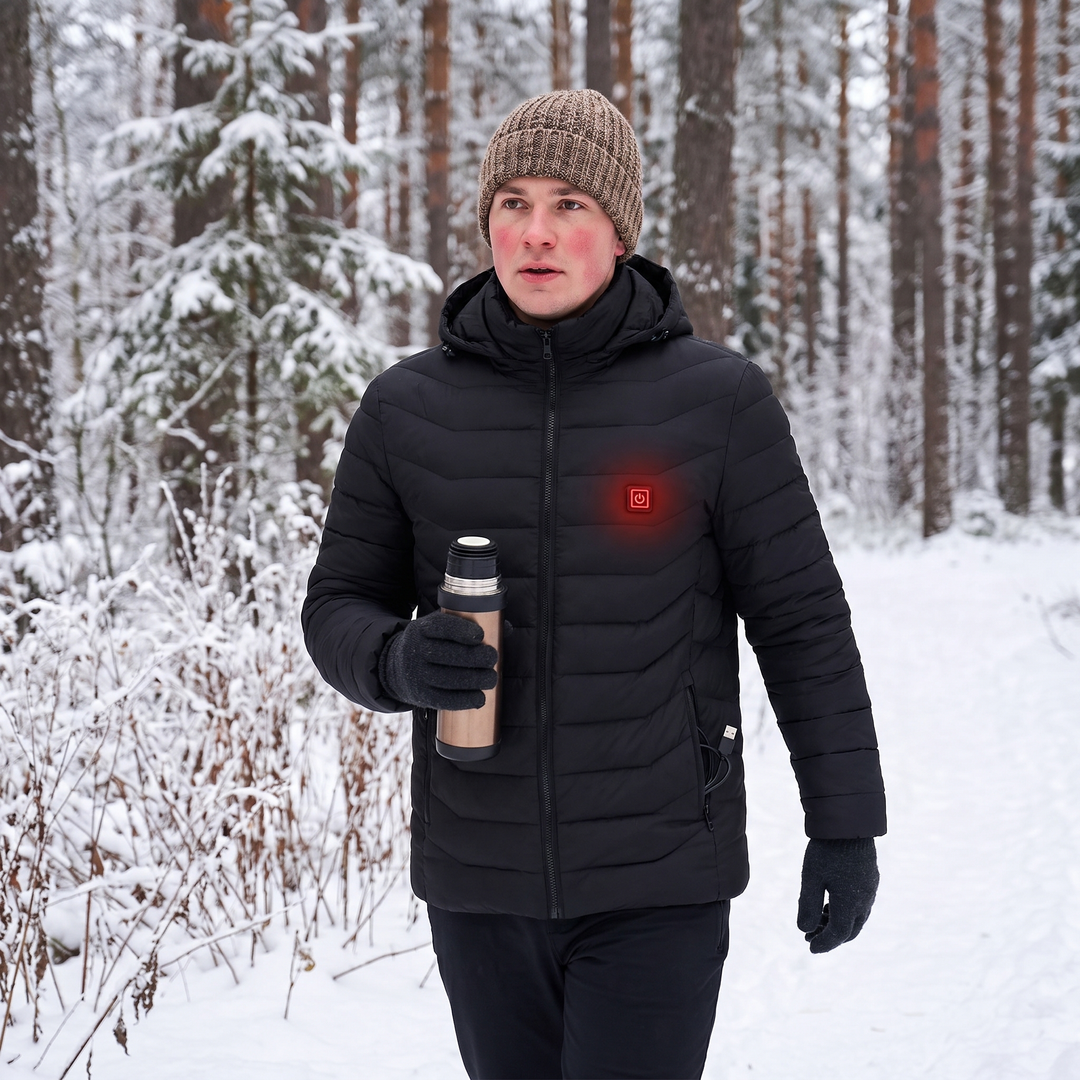 Warmteparadijs™ Verwarmde unisex jas met 9 warmtezones en afneembare capuchon