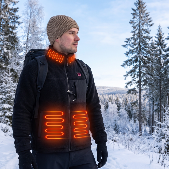 Warmteparadijs™ Verwarmde fleecejas met 4 warmtezones en USB