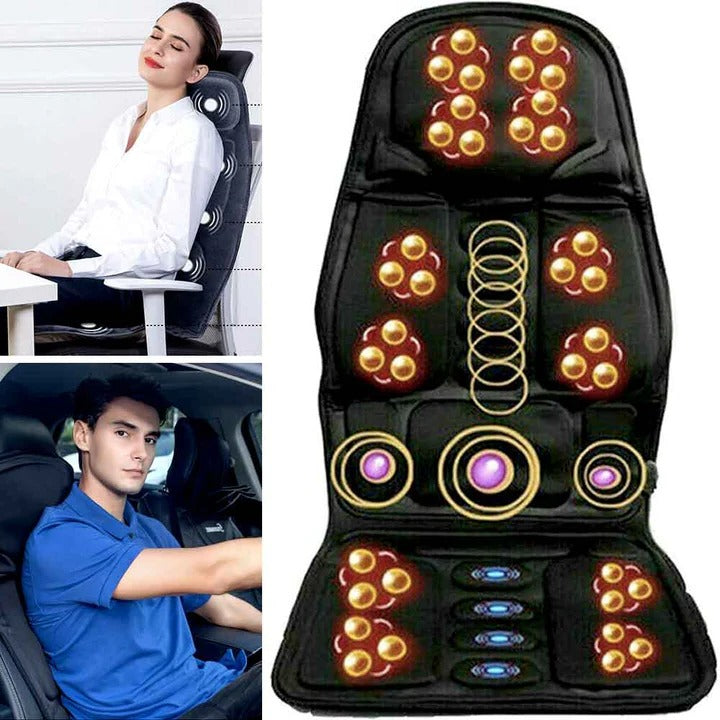 Warmteparadijs™ Massagekussen voor je stoel met vibratie en warm nekkussen